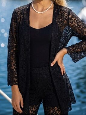 XL Elegant Black Lace summer Cardigan